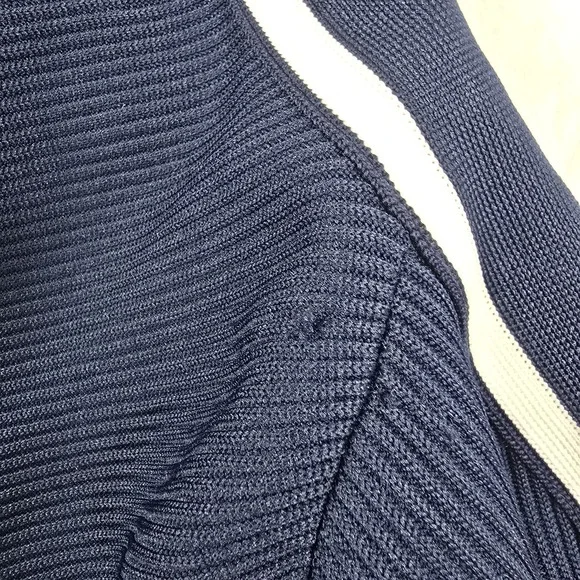 Vintage Miss Accent Act III Cardigan Sweater Navy Blue White Piping - Picture 6 of 7